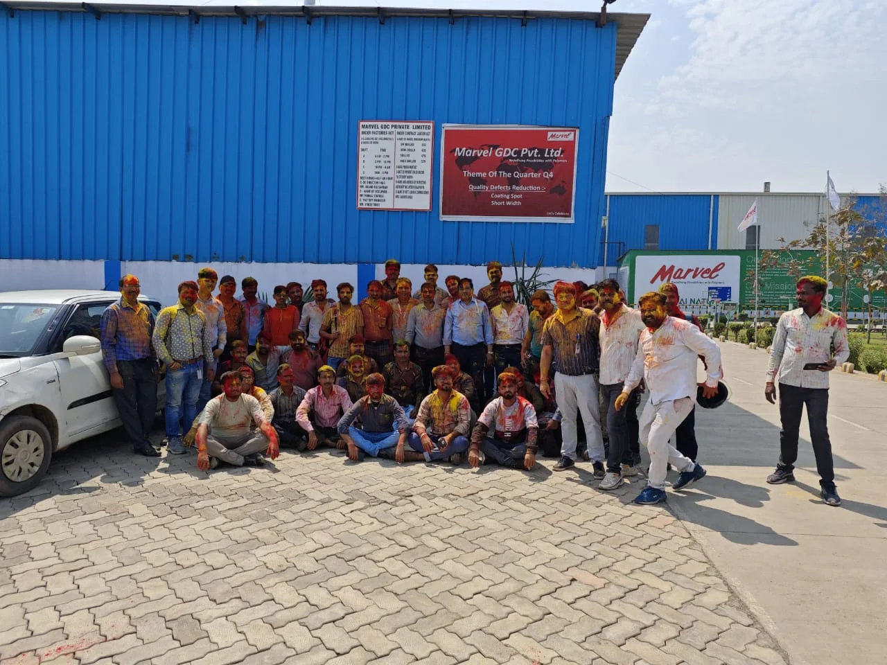 Holi celebrations with colours at the Marvel workplace